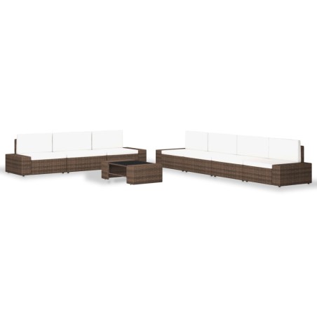 8-tlg. Garten-Lounge-Set Poly Rattan Braun