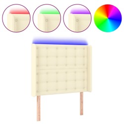 vidaXL LED Kopfteil Creme 103x16x118/128 cm Kunstleder