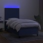 vidaXL Boxspringbett mit Matratze & LED Blau 90x200 cm Stoff vidaXL Boxspringbett mit Matratze & LED Blau 90x200 cm Stoff