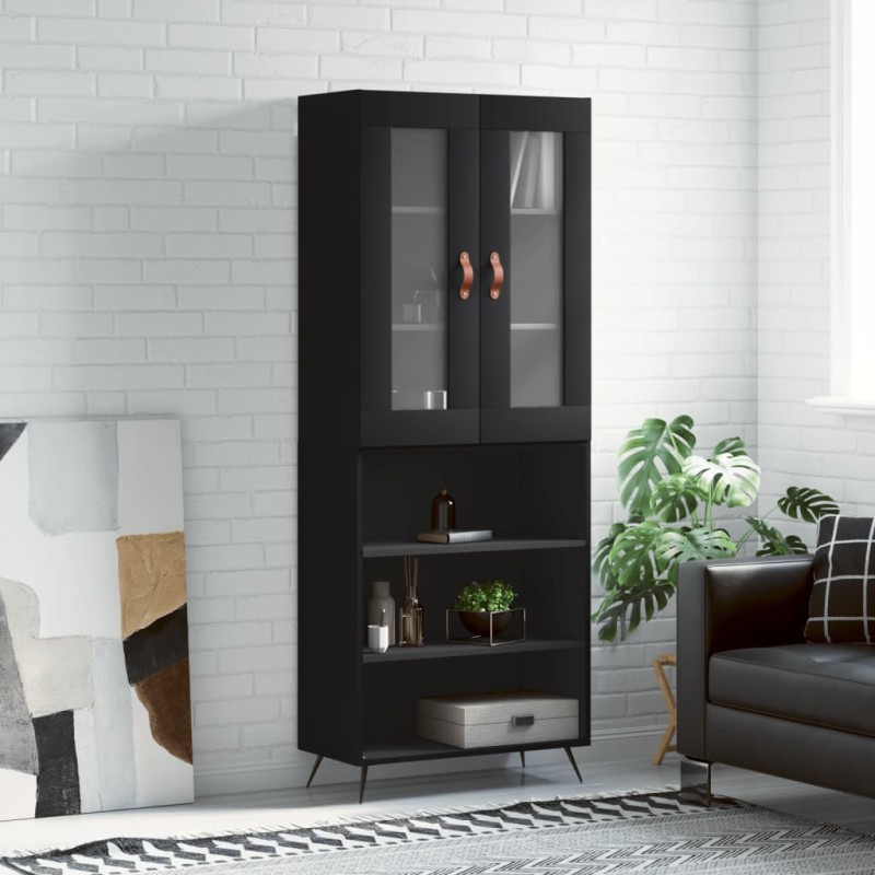 Highboard Schwarz 69,5x34x180 cm Holzwerkstoff Highboard Schwarz 69,5x34x180 cm Holzwerkstoff