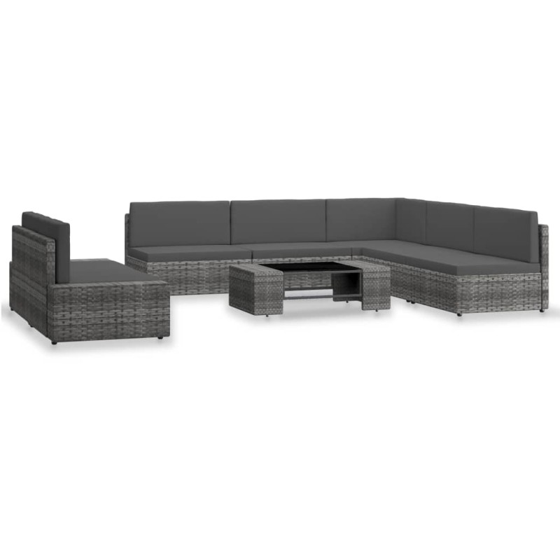7-tlg. Garten-Lounge-Set Poly Rattan Grau 7-tlg. Garten-Lounge-Set Poly Rattan Grau