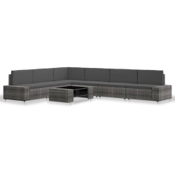 7-tlg. Garten-Lounge-Set Poly Rattan Grau