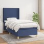 vidaXL Boxspringbett mit Matratze Blau 90x200 cm Stoff vidaXL Boxspringbett mit Matratze Blau 90x200 cm Stoff