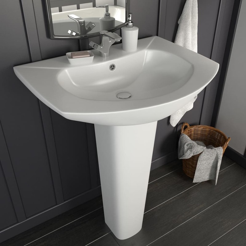 vidaXL Freistehendes Waschbecken mit Säule Keramik Weiß 650x520x200 mm vidaXL Freistehendes Waschbecken mit Säule Keramik Weiß 650x520x200 mm