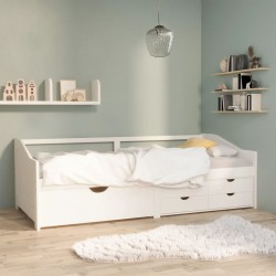 vidaXL Tagesbett 3-Sitzer mit Schubladen Weiß Kiefernholz 90x200 cm