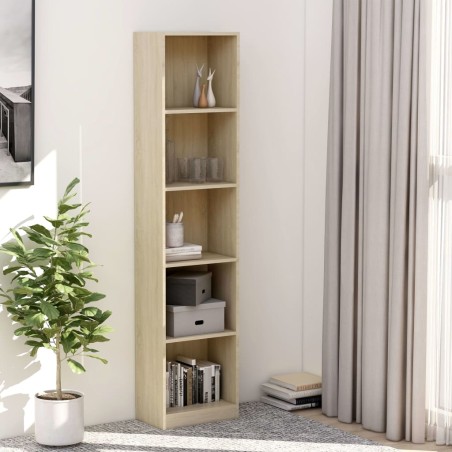 vidaXL Bücherregal 5 Fächer Sonoma-Eiche 40x24x175 cm Holzwerkstoff