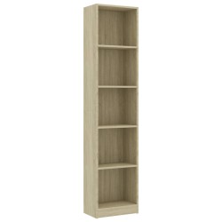 vidaXL Bücherregal 5 Fächer Sonoma-Eiche 40x24x175 cm Holzwerkstoff
