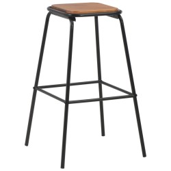 Barhocker 6 Stk. Schwarz Kiefer-Massivholz und Stahl