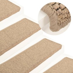 vidaXL Treppenmatten Selbstklebend Sisal-Optik 15 Stk. 65x21x4 cm Sand