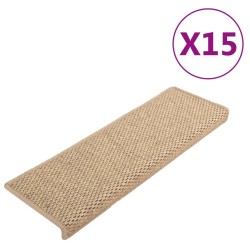 vidaXL Treppenmatten Selbstklebend Sisal-Optik 15 Stk. 65x21x4 cm Sand