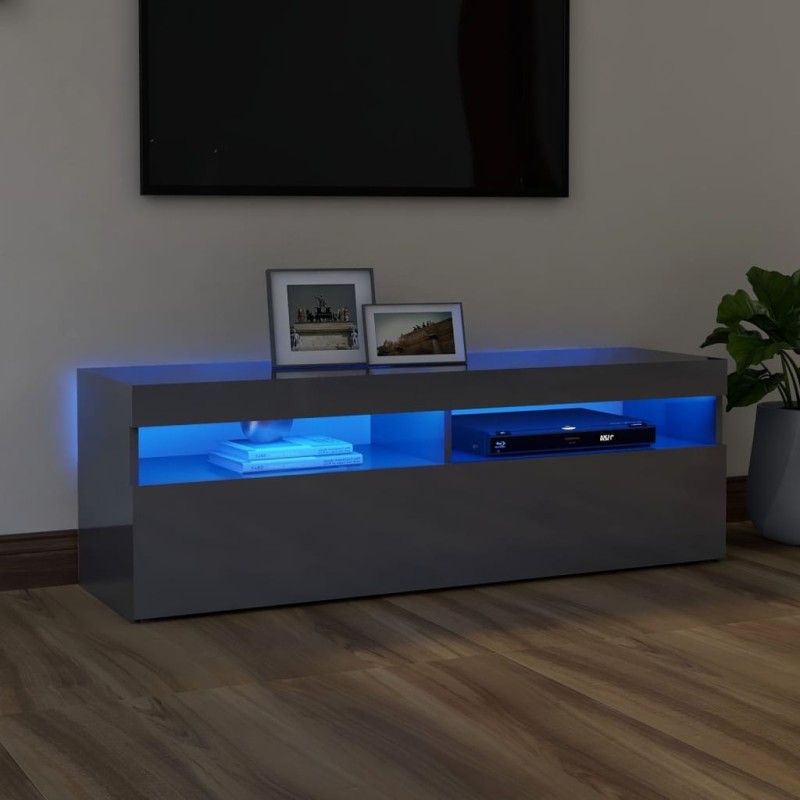vidaXL TV-Schrank mit LED-Leuchten Hochglanz-Grau 120x35x40 cm vidaXL TV-Schrank mit LED-Leuchten Hochglanz-Grau 120x35x40 cm
