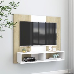 vidaXL TV-Wandschrank Weiß Sonoma-Eiche 102x23,5x90 cm Holzwerkstoff