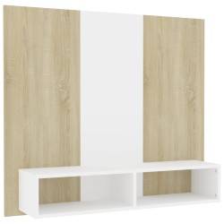 vidaXL TV-Wandschrank Weiß Sonoma-Eiche 102x23,5x90 cm Holzwerkstoff