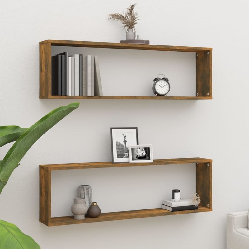 vidaXL Wandregale 2 Stk. Räuchereiche 100x15x30 cm Holzwerkstoff vidaXL Wandregale 2 Stk. Räuchereiche 100x15x30 cm Holzwerkstoff