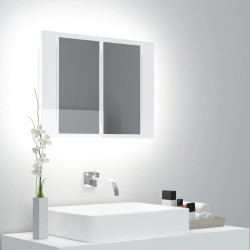 vidaXL LED-Bad-Spiegelschrank Hochglanz-Weiß 60x12x45 cm Acryl