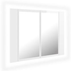 vidaXL LED-Bad-Spiegelschrank Hochglanz-Weiß 60x12x45 cm Acryl