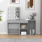 vidaXL LED-Schminktisch mit Schrank Grau Sonoma Holzwerkstoff vidaXL LED-Schminktisch mit Schrank Grau Sonoma Holzwerkstoff