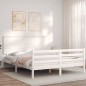 vidaXL Massivholzbett mit Kopfteil Weiß 160x200 cm vidaXL Massivholzbett mit Kopfteil Weiß 160x200 cm