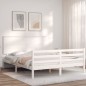 vidaXL Massivholzbett mit Kopfteil Weiß 160x200 cm vidaXL Massivholzbett mit Kopfteil Weiß 160x200 cm