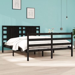 vidaXL Massivholzbett Schwarz Kiefer 140x200 cm