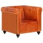 vidaXL Chesterfield-Sessel Hellbraun Echtleder vidaXL Chesterfield-Sessel Hellbraun Echtleder
