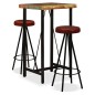 vidaXL 3-tlg. Bar-Set Altholz Massiv und Echtleder vidaXL 3-tlg. Bar-Set Altholz Massiv und Echtleder