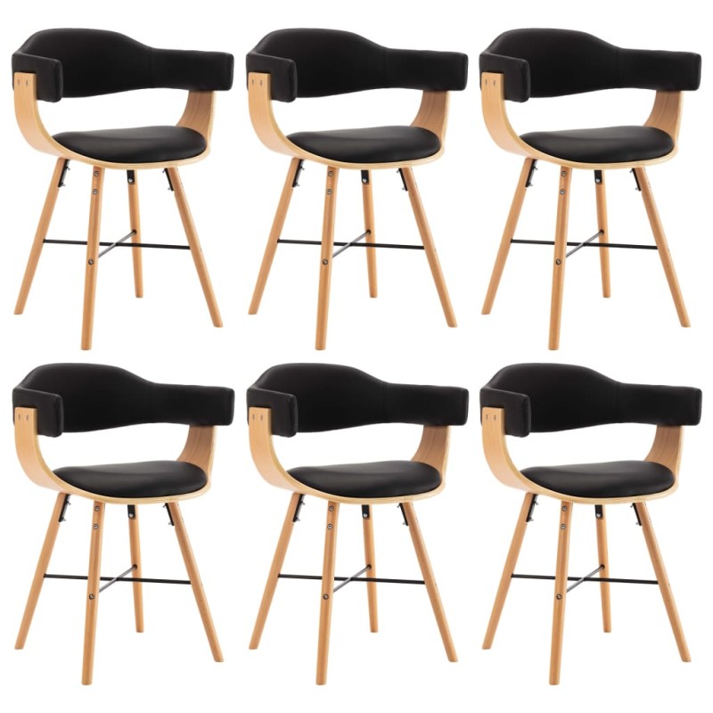 vidaXL Esszimmerstühle 6 Stk. Schwarz Kunstleder und Bugholz vidaXL Esszimmerstühle 6 Stk. Schwarz Kunstleder und Bugholz