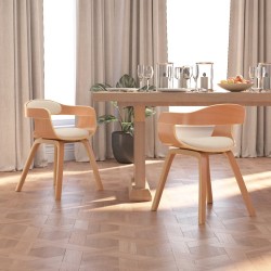 vidaXL Esszimmerstühle 2 Stk. Creme Bugholz und Kunstleder