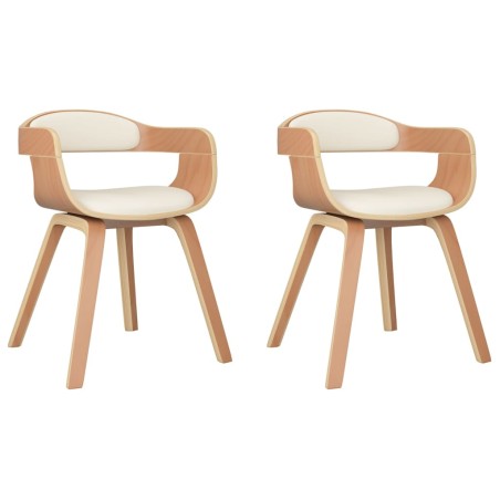 vidaXL Esszimmerstühle 2 Stk. Creme Bugholz und Kunstleder