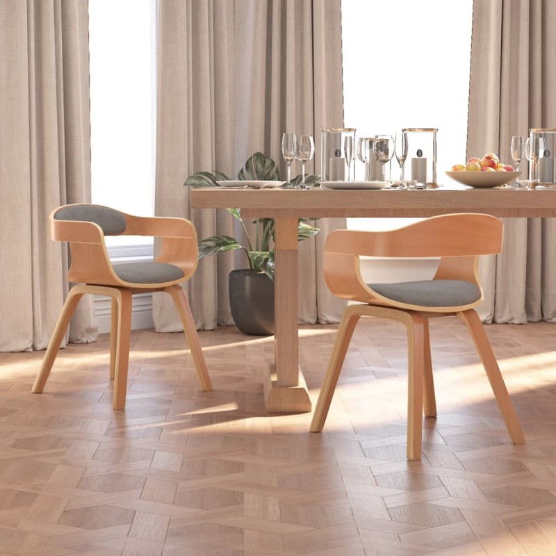 vidaXL Esszimmerstühle 2 Stk. Taupe Bugholz und Stoff vidaXL Esszimmerstühle 2 Stk. Taupe Bugholz und Stoff