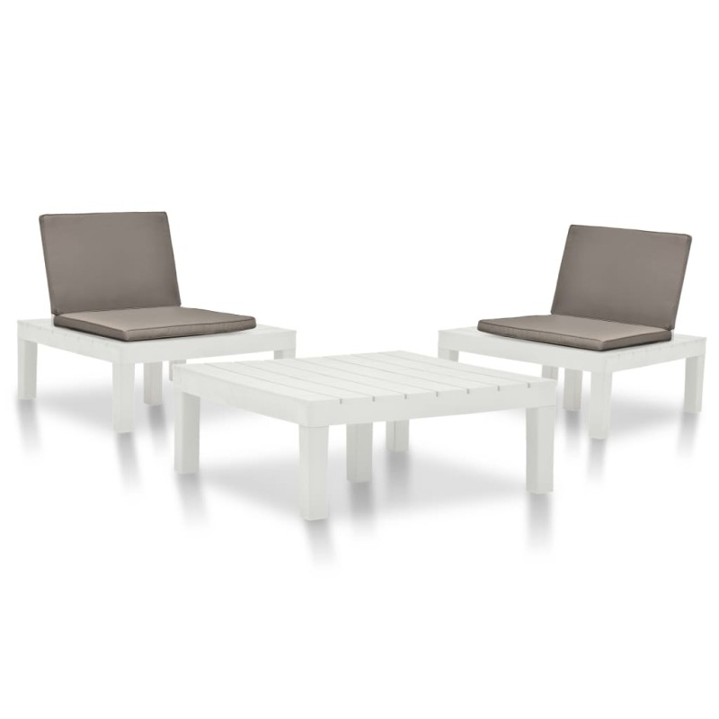 3-tlg. Garten-Lounge-Set Kunststoff Weiß 3-tlg. Garten-Lounge-Set Kunststoff Weiß