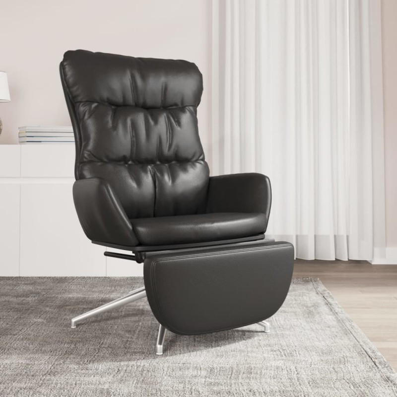 vidaXL Relaxsessel mit Fußstütze Schwarz Echtleder & Kunstleder vidaXL Relaxsessel mit Fußstütze Schwarz Echtleder & Kunstleder