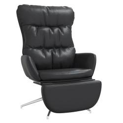 vidaXL Relaxsessel mit Fußstütze Schwarz Echtleder & Kunstleder