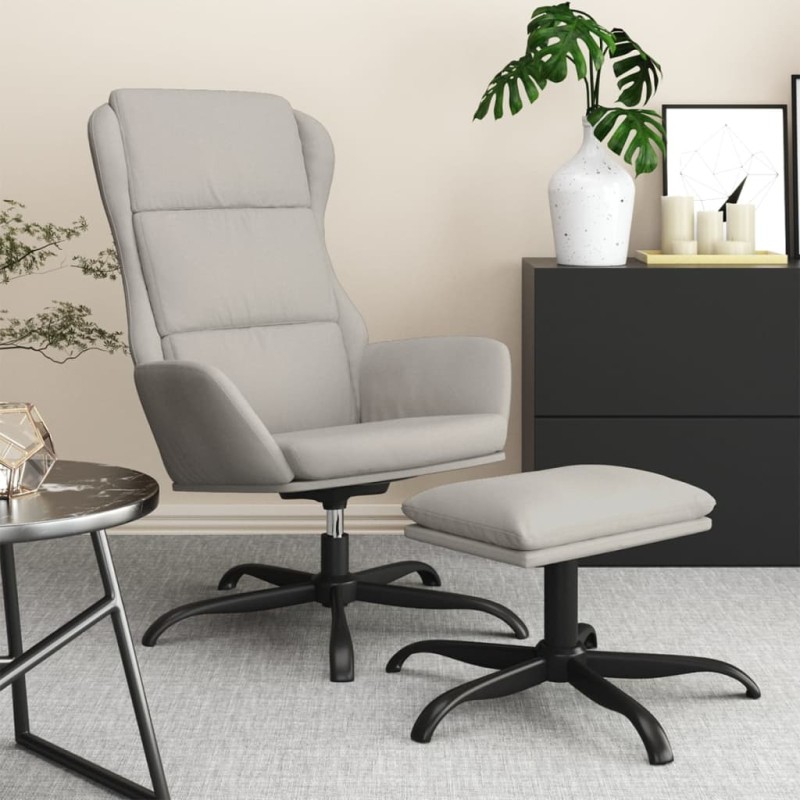 vidaXL Relaxsessel mit Hocker Hellgrau Mikrofasergewebe vidaXL Relaxsessel mit Hocker Hellgrau Mikrofasergewebe