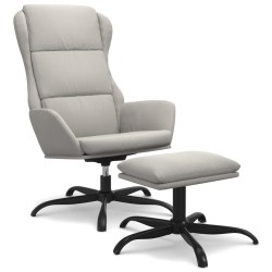 vidaXL Relaxsessel mit Hocker Hellgrau Mikrofasergewebe