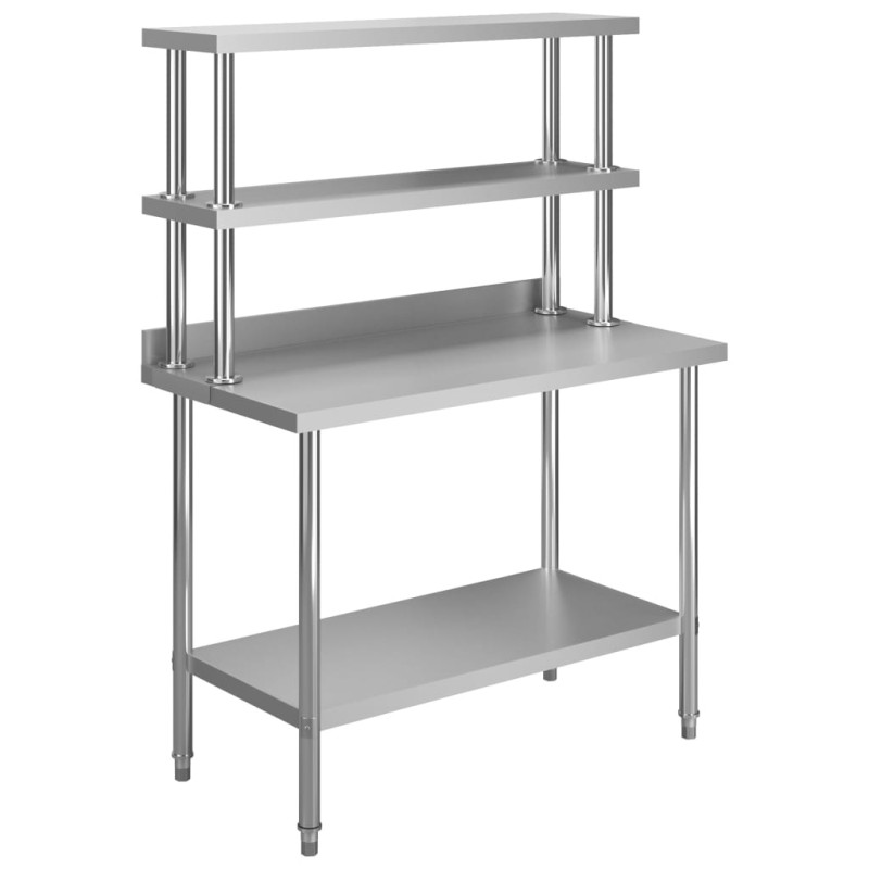 Küchen-Arbeitstisch mit Aufsatzboard 120×60×93 cm Edelstahl Küchen-Arbeitstisch mit Aufsatzboard 120×60×93 cm Edelstahl
