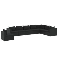 vidaXL 8-tlg. Garten-Lounge-Set mit Kissen Poly Rattan Schwarz