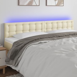 vidaXL LED Kopfteil Creme 200x5x78/88 cm Kunstleder