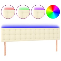 vidaXL LED Kopfteil Creme 200x5x78/88 cm Kunstleder