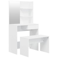 vidaXL Schminktisch-Set Hochglanz-Weiß 74,5x40x141 cm
