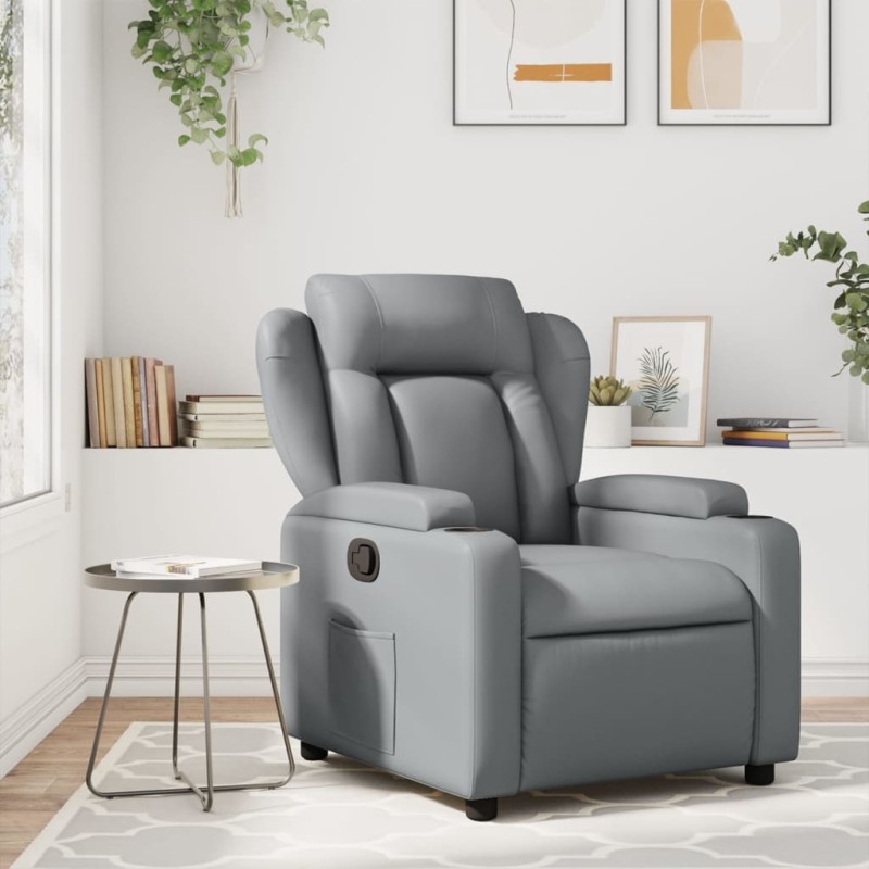 vidaXL Massagesessel Grau Kunstleder vidaXL Massagesessel Grau Kunstleder