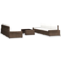 vidaXL 7-tlg. Garten-Lounge-Set Poly Rattan Braun