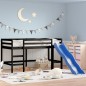 vidaXL Kinderhochbett mit Rutsche Schwarz 80x200 cm Massivholz Kiefer vidaXL Kinderhochbett mit Rutsche Schwarz 80x200 cm Massivholz Kiefer