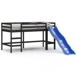 vidaXL Kinderhochbett mit Rutsche Schwarz 80x200 cm Massivholz Kiefer