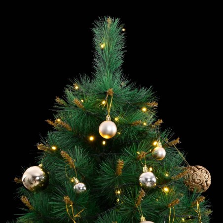 vidaXL Künstlicher Weihnachtsbaum Klappbar 150 LEDs & Kugeln 120 cm