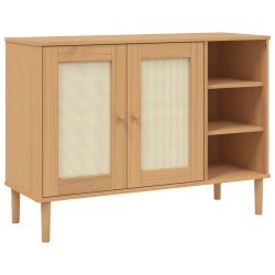 vidaXL Sideboard SENJA Rattan-Optik Braun 112x40x80 cm Kiefernholz