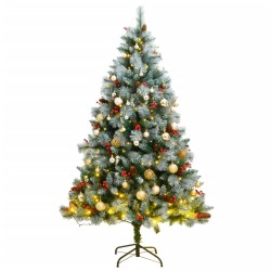 vidaXL Künstlicher Weihnachtsbaum Klappbar 300 LEDs & Kugeln 240 cm