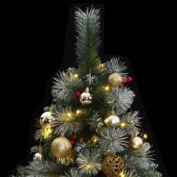 vidaXL Künstlicher Weihnachtsbaum Klappbar 300 LEDs & Kugeln 240 cm