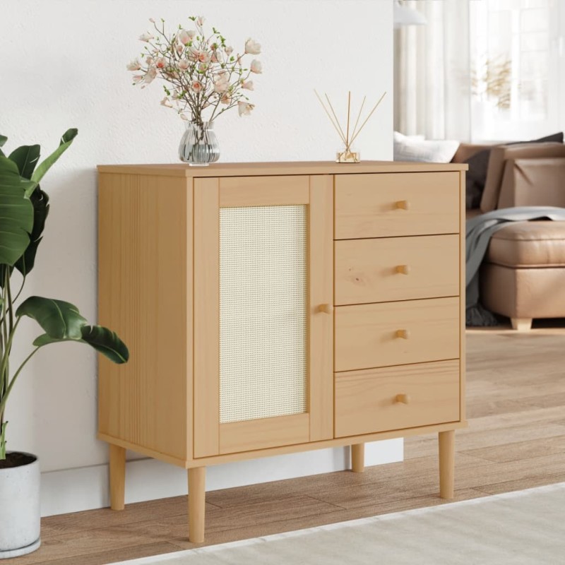 vidaXL Sideboard SENJA Rattan-Optik Braun 80x40x80 cm Kiefernholz vidaXL Sideboard SENJA Rattan-Optik Braun 80x40x80 cm Kiefernholz