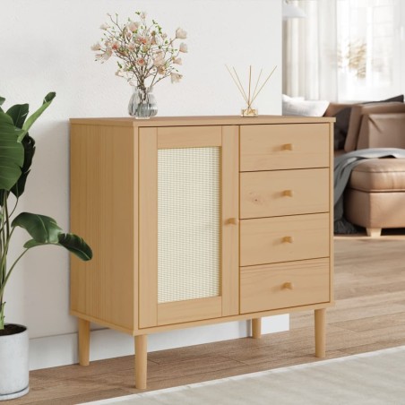 vidaXL Sideboard SENJA Rattan-Optik Braun 80x40x80 cm Kiefernholz